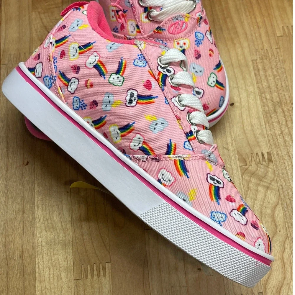 Heelys Pro 20 Prints Pink Rainbow Cloud Skate Shoes Youth Size 2 10335 NEW